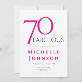 Seventy and Fabulous Minimal Pink 70th Birthday Inbjudningar