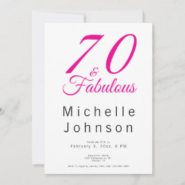Seventy and Fabulous Minimal Pink 70th Birthday Inbjudningar