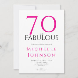 Seventy and Fabulous Minimal Pink 70th Birthday Inbjudningar