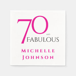 Seventy and Fabulous Minimal Pink 70th Birthday Pappersservett