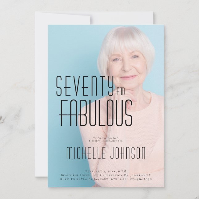 Seventy and Fabulous Photo 70th Birthday Party Inbjudningar (Framsida)