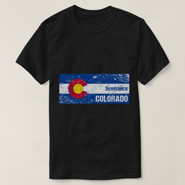 Severance Colorado Distress Statlig flagga T Shirt (Design framsida)