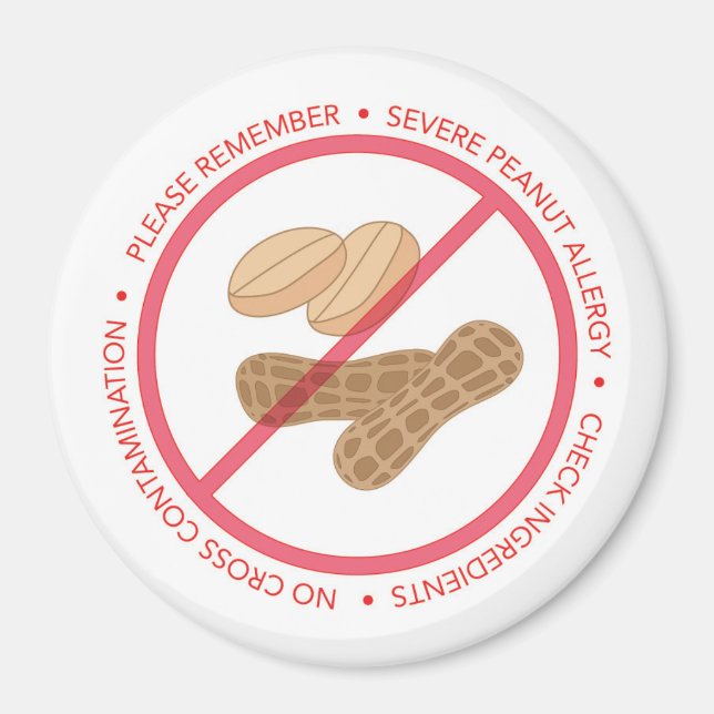 Severe Peanut Allergy Reminder Magnet (Framsidan)