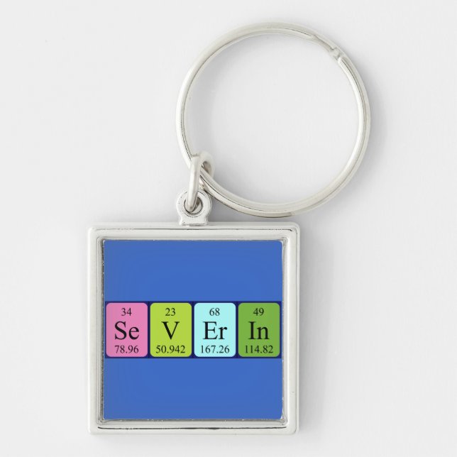 Severin periodiskt återkommande nyckelringen bord  fyrkantig silverfärgad nyckelring (Framsidan)