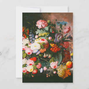 Severin Roesen - stilleben av blommor och frukt Tack Kort
