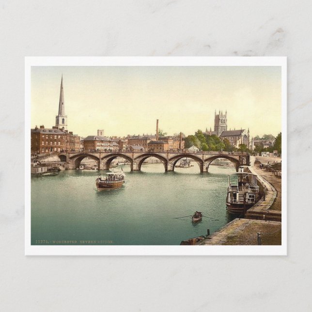 Severn Bridge, Worcester, England Vintage Vykort (Framsida)