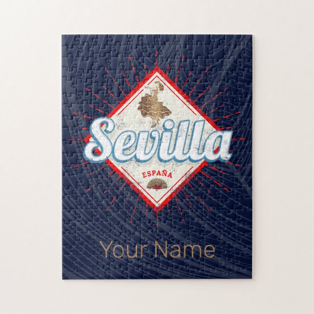 Sevilla Andalusien Spain Retro Flamenco-Vintagen Pussel (Vertikal)