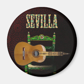 Sevilla Guitarra española con Giralda de Sevilla Magnet