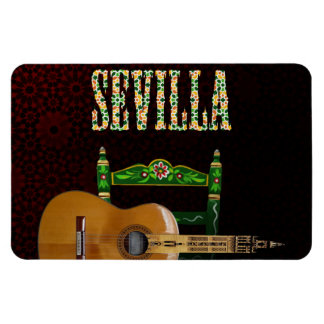 Sevilla Guitarra española con Giralda de Sevilla Magnet