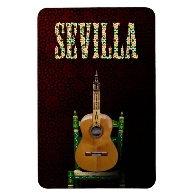 SEVILLA. Guitarra flamenca con Giralda de Sevilla. Magnet (Vertikal)