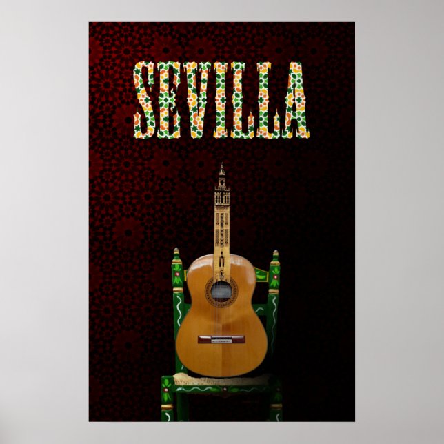 SEVILLA. Guitarra flamenca con Giralda de Sevilla. Poster (Framsidan)