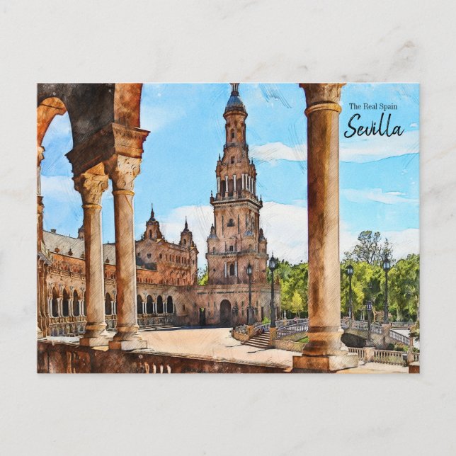 Sevilla Plaza de Espana Postcard Vykort (Framsida)