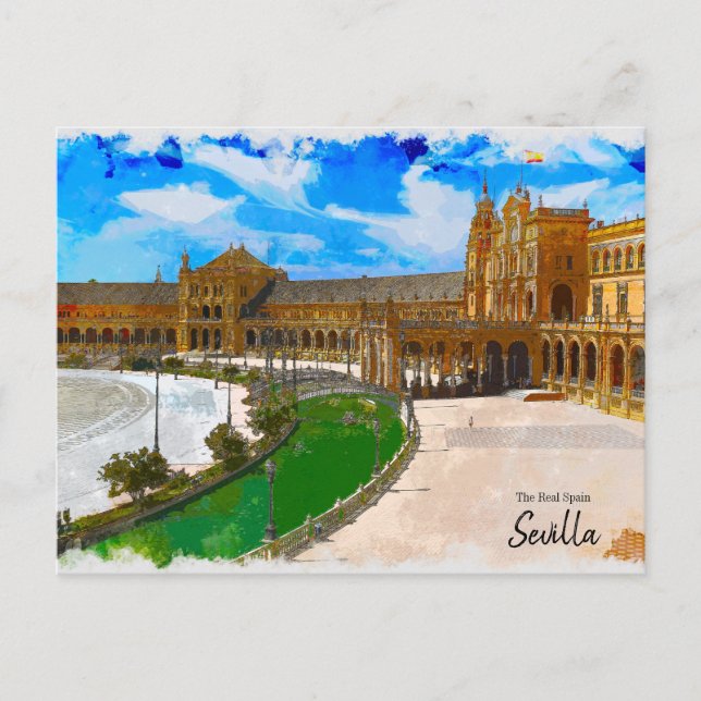 Sevilla Plaza de Espana vykort (Framsida)