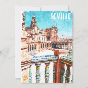 Sevilla Spain Architecture Watercolor Julkort