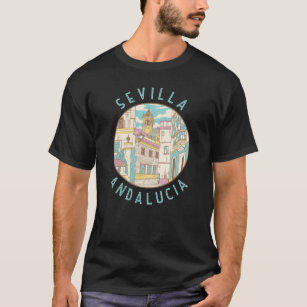 Sevilla Spain Distress Circle T Shirt