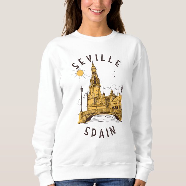 Sevilla Spain Plaza de España Distress Circle T Shirt (Framsida)