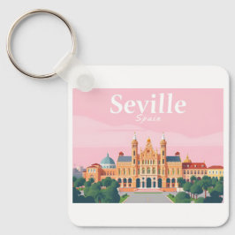 Sevilla Spain Plaza de Espana Pastel Travel Nyckelring