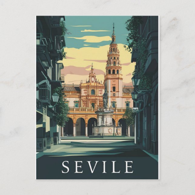 Sevilla Spain Travel Retro Vykort (Framsida)