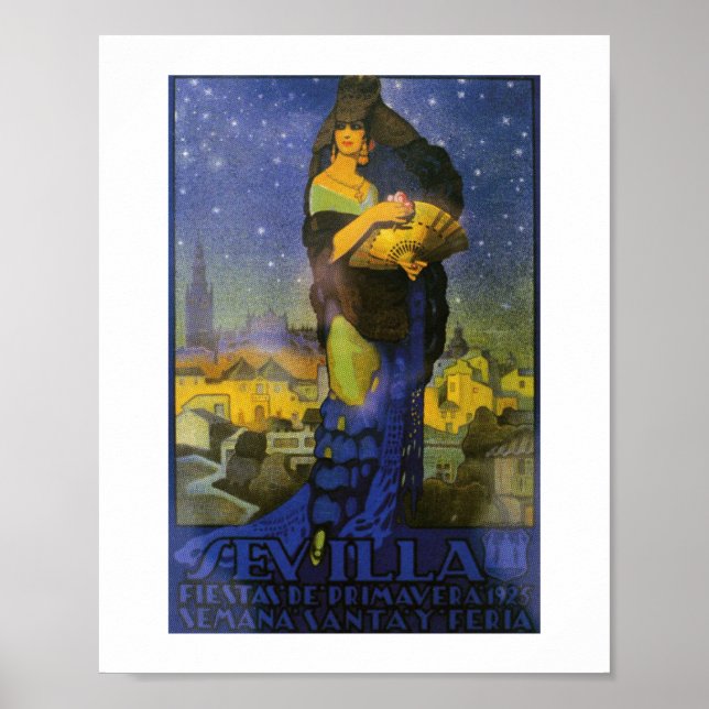 Sevilla Spanien 1925 Flamenco Dancer Poster (Framsidan)