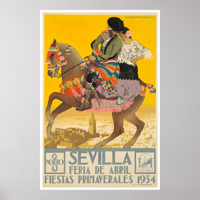 Sevilla Spanien Affisch Spansk Väggkonst Resa (Framsidan)