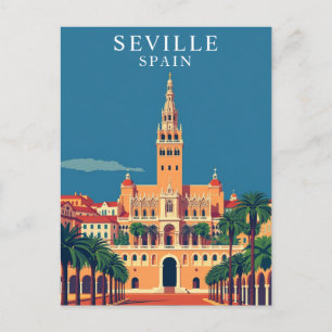 Sevilla, Spanien Andalusien Retro Travel Art Vykort