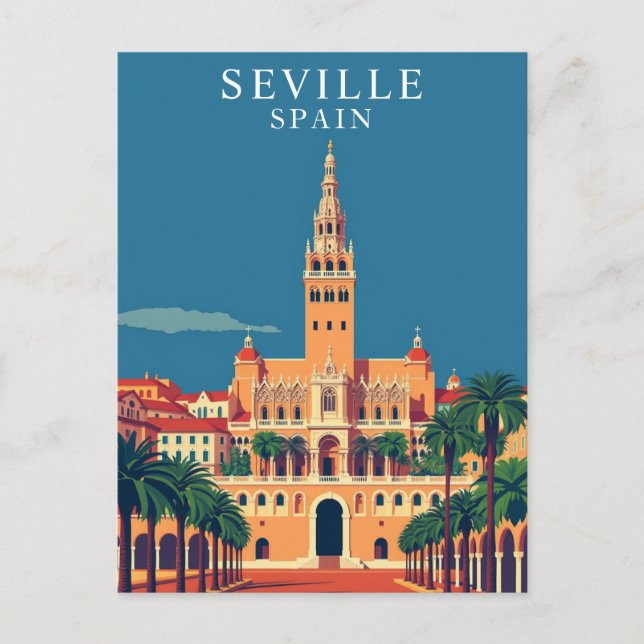 Sevilla, Spanien Andalusien Retro Travel Art Vykort (Framsida)