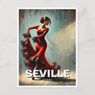 Sevilla Spanien Flamenco Dancer in Red Vykort