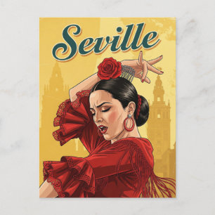 Sevilla Spanien Flamenco Dancer in Red Vykort