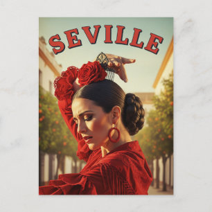 Sevilla Spanien Flamenco Dancer in Red Vykort