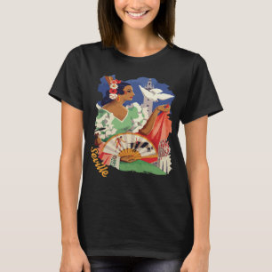 Sevilla Spanien Flamenco Dansare Röd Resa T Shirt