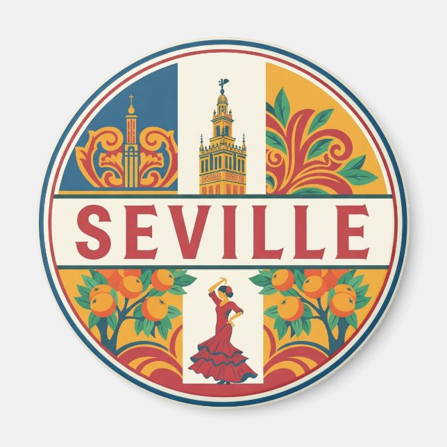 Sevilla Spanien Plaza de Espana Magnet (Framsidan)