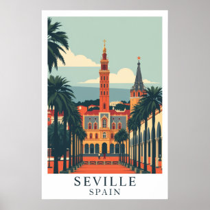 Sevilla Spanien Vintage Researk Konst Poster