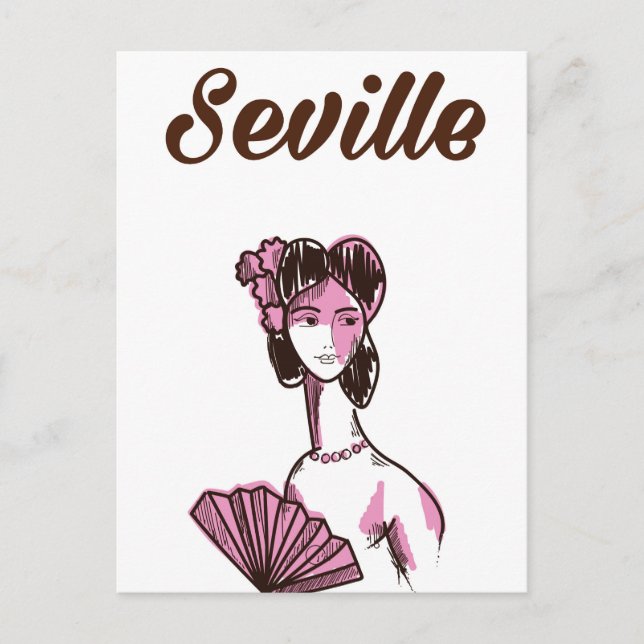 Sevilla Spanien vintage resemålning affisch Vykort (Framsida)