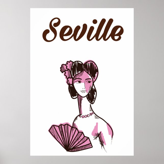 Sevilla Spanien vintage resor poster (Framsidan)