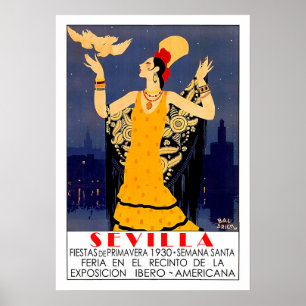 Sevilla, stad, Spanien, vintage- och reklamturism Poster