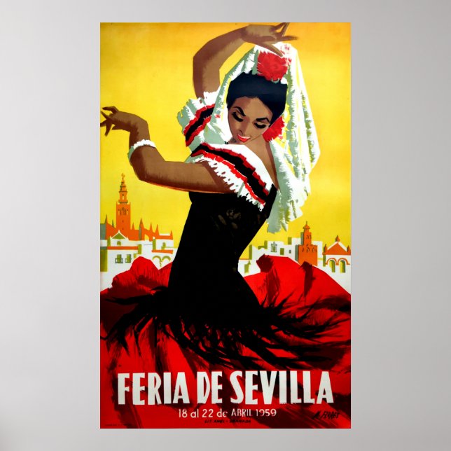 Sevillafestival, spansk dansare, kvinna, tradition poster (Framsidan)