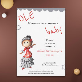 Sevillana Flamenco Dancer Spain Baby Shower Inbjudningar