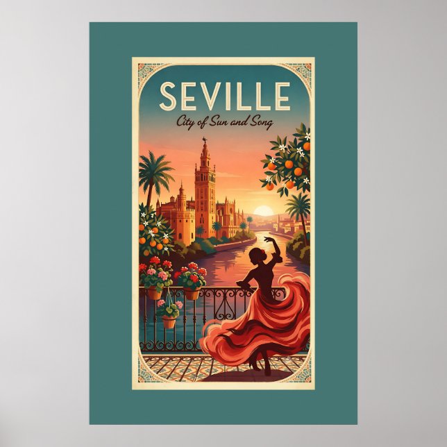 Sevillas solnedgång flamenco poster (Framsidan)