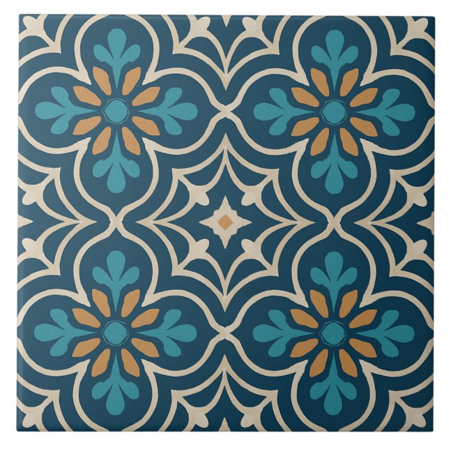 Seville Bloom – Morisk blomsterplattformsdesign Kakelplatta (Framsidan)