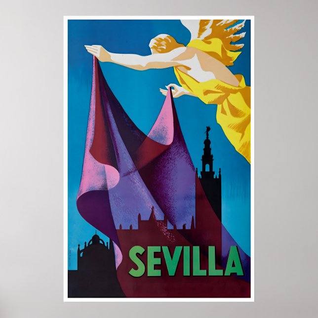 Seville konst Spanien Resa affisch Spansk tryck (Framsidan)
