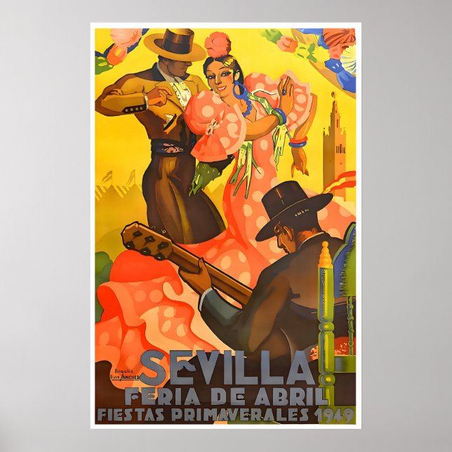 Seville konst Spanien Resa affisch Spansk tryck (Framsidan)