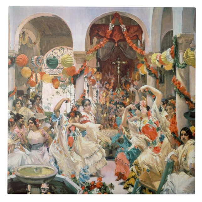 Seville (olja på kanfas) kakelplatta (Framsidan)
