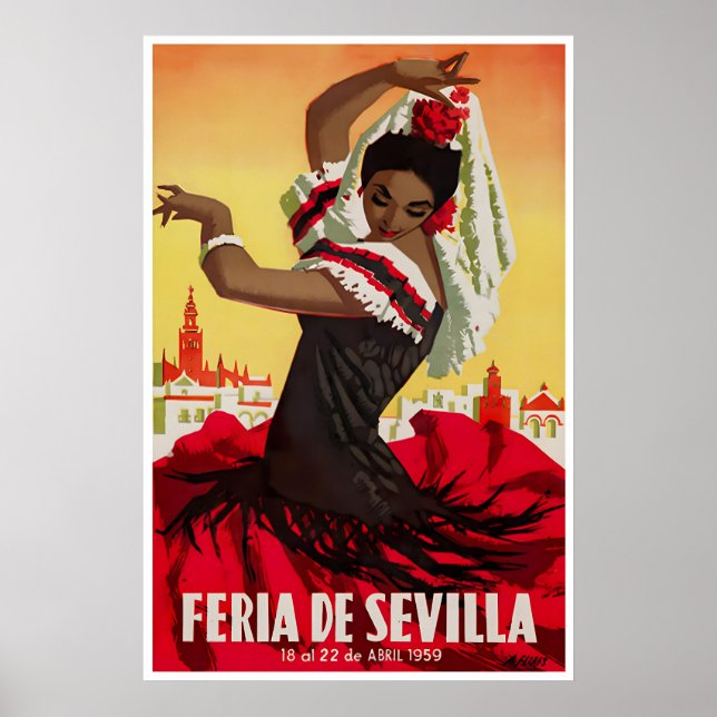 Seville Resemålning Poster Spanien Tryck Spansk Ko (Framsidan)