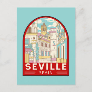 Seville Spanien Resa Retro Emblem Vykort