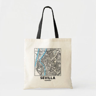 Seville, Spanien, Stadskarta Totebag Tygkasse