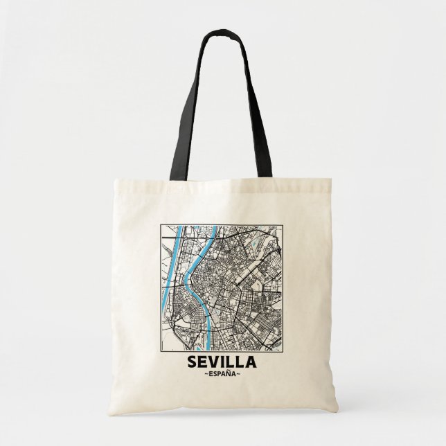 Seville, Spanien, Stadskarta Totebag Tygkasse (Framsidan)