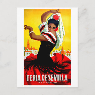 Sevillefestivalen, spansk dansare, kvinna, traditi vykort