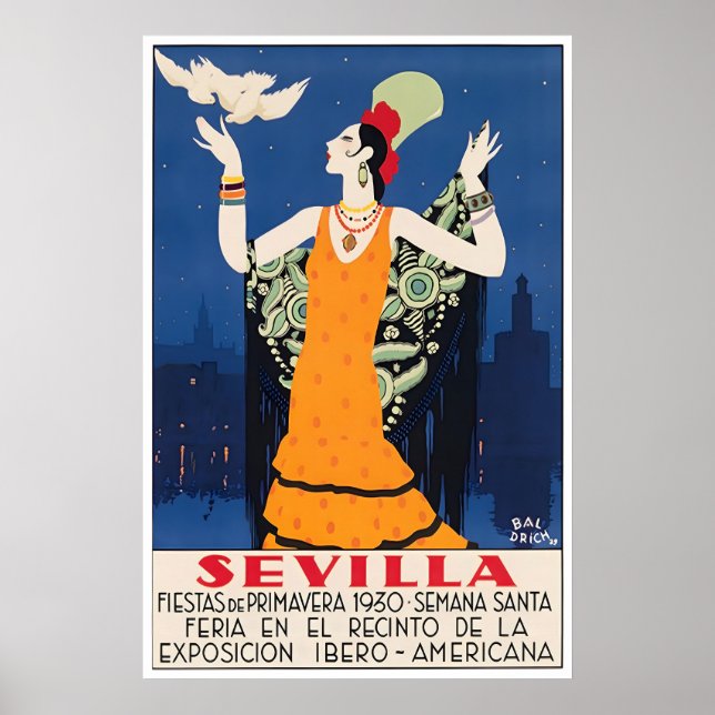 Sevilletryck Spanien Resa Poster Spansk Konst (Framsidan)