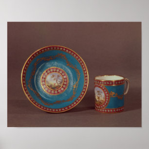 Sevres bleu celeste kaffe kopp och saucer, 1780 poster