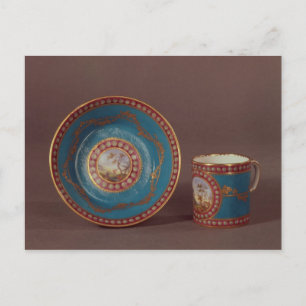 Sevres bleu celeste kaffekopp och tallrik, c.1780 vykort